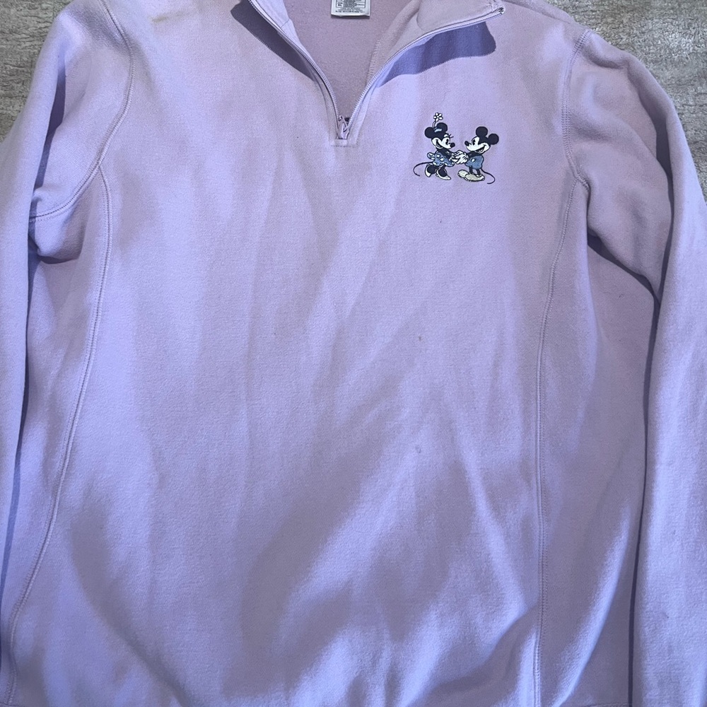 Walt Disney World XL Women’s Quarter zip Minnie And Mickey Embroidered Purple